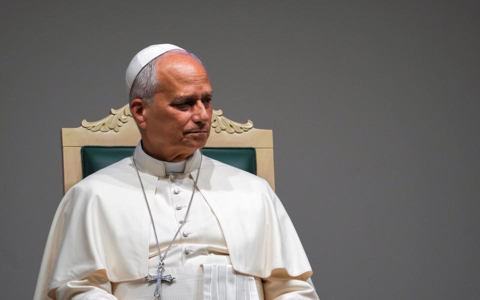 Pope Leo XIV attends the annual session of the World Food Program's executive board during his visit to the agency's Rome headquarters June 22, 2026. (CNS photo/Lola Gomez)