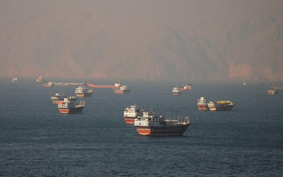 Vessels at the Strait of Hormuz, seen from Musandam, Oman, June 15, 2026. (OSV News/Reuters)