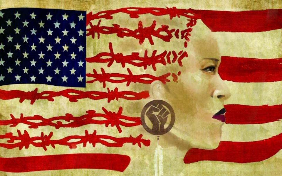 Artwork for the National Black Theatre/Hi-ARTS production of Liza Jessie Peterson's "The Peculiar Patriot"