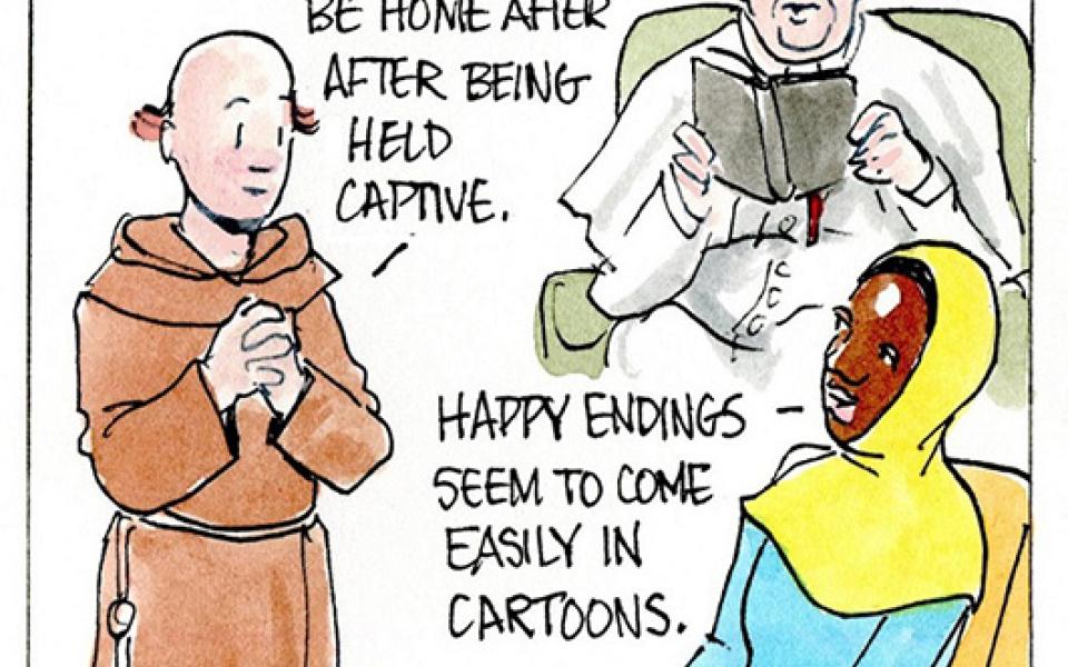 Francis, the comic strip: It's a happy ending — Leo is home after being held captive!