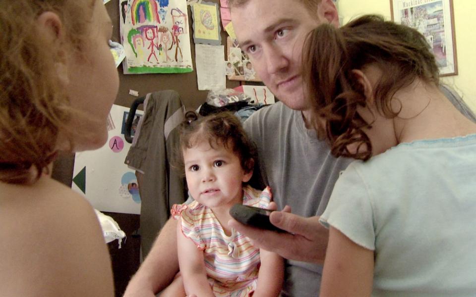 Autumn, Annalis, Adam and Ava speak on the phone with Cindy in the documentary "The Sentence." (HBO)