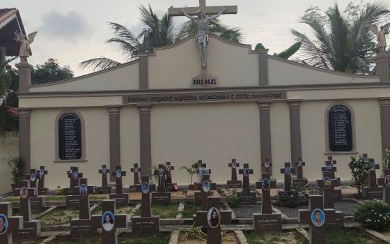 Victims of the 2019 Easter Sunday attacks were buried at St. Sebastian's Church in Negombo, Sri Lanka. More than 300 people died in the bombings, including about 150 at two Catholic churches. (NCR photo/Thomas Scaria)