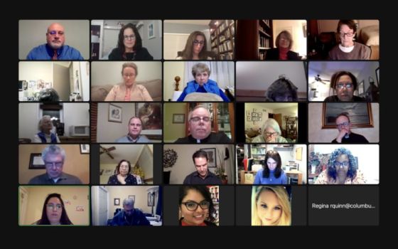A virtual training and listening session for the Synod on Synodality, held in February (RNS/video screen grab)