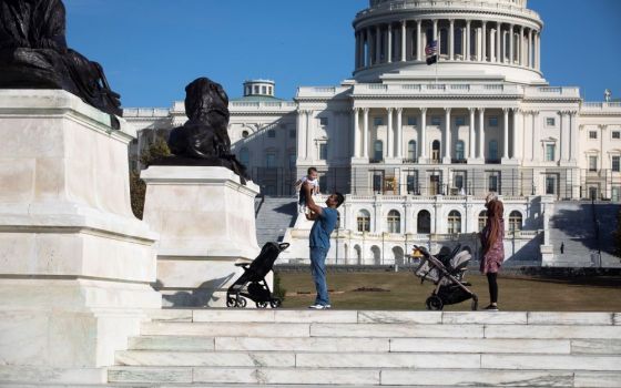 A family is seen near the U.S. Capitol in Washington, D.C.,  Nov. 18. (CNS/Tyler Orsburn)