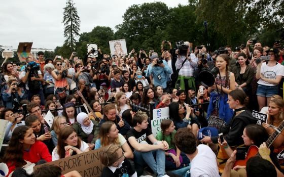 Greta Thunberg speaks to young people and their supporters at a student climate strike rally outside the White House Sept. 13 in Washington, D.C. (Rick Reinhard)