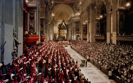 Bishops fill St. Peter's Basilica during a meeting of the Second Vatican Council. (CNS/Catholic Press Photo)