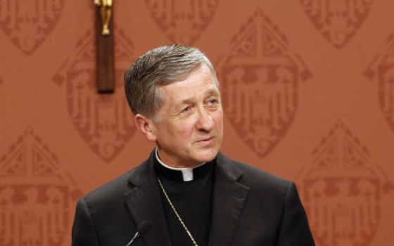 Archbishop Blase Cupich of Chicago addresses media about Pope Francis' encyclical "Laudato Si', on Care for Our Common Home," at the Archbishop Quigley Center in Chicago June 18, 2015. (CNS photo/Karen Callaway, Catholic New World)