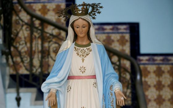 A statue of Mary is seen in the hallway at Mutual Help Catholic Hospital in San Juan, Puerto Rico, Oct. 25, 2017, more than one month after Hurricane Maria devastated the island. (CNS/Bob Roller)