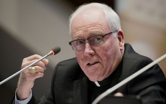 Bishop Richard Malone of Buffalo, New York, is seen in a file photo. Despite calls for his resignation over the handling of priests accused of sexual abuse, he said Aug. 26, "The shepherd does not desert the flock at a difficult time." (CNS/Tyler Orsburn)