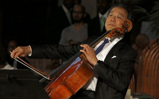 Yo-Yo Ma, world-renowned cellist, performs during the Concert for Peace at St. Sabina Church June 10, 2018, in Chicago. (CNS/Chicago Catholic/Karen Callaway)