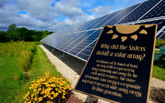 In addition to installing 280 new solar panels, the Sisters of St. Francis of the Holy Cross in Green Bay, Wisconsin, offer an educational path with seven plaques explaining solar energy. (CNS/The Compass/Sam Lucero)