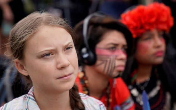 Swedish climate activist Greta Thunberg said the upcoming COP26 United Nations summit requires unflinching honesty about "the gap between what we are saying and what we are actually doing" to reduce greenhouse gas emissions. (CNS photo/Kevin Lamar)