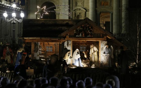 The Nativity scene is displayed during a Christmas tree lighting ceremony in St. Peter's Square at the Vatican Dec. 5. (CNS/Paul Haring) 