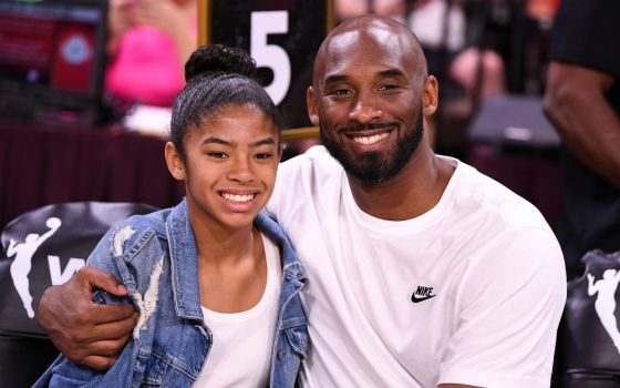 Retired NBA legend Kobe Bryant and his daughter Gianna, 13, were among nine people killed Jan. 26 in a helicopter crash in Calabasas, California. The two Catholics are pictured during a game in Las Vegas July 27, 2019. (CNS/USA TODAY Sports via Reuters)