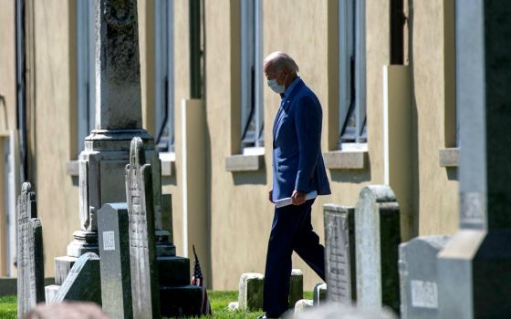 Democratic presidential candidate Joe Biden departs Mass at St. Joseph's on the Brandywine Church in Greenville, Delaware, Sept. 6. (CNS/Reuters/Mark Makela)