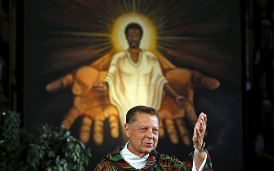 Fr. Michael Pfleger, pastor of St. Sabina Church in Chicago, is seen in this 2015 file photo. Cardinal Blase Cupich of Chicago asked the priest to step aside from ministry Jan. 5, after the Archdiocese of Chicago received an allegation he sexually abused 