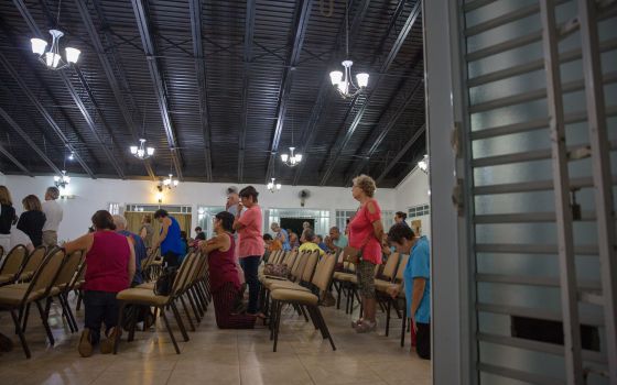 In the Diocese of Arecibo, Puerto Rico, parishioners celebrate Mass at Our Lady of Fatima May 13, 2019. (CNS photo/Rich Kalonick, Catholic Extension)