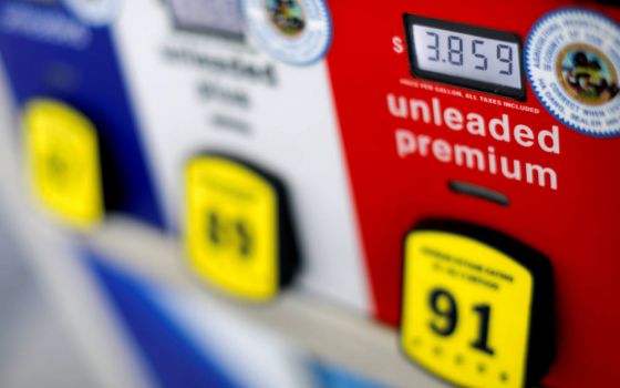 A gas pump is seen in this May 2021 illustration photo. (CNS photo/Mike Blake, Reuters)