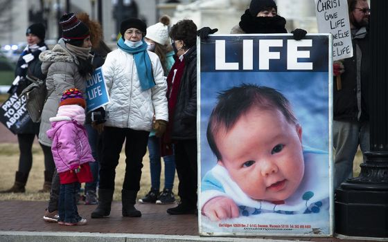 March for Life participants demonstrate near Union Station in Washington, D.C., Jan. 29, 2021. (CNS/Tyler Orsburn)
