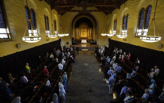 Worshippers attend a traditional Latin Mass July 1, 2021, at Immaculate Conception Seminary in Huntington, New York. (CNS/Gregory A. Shemitz)