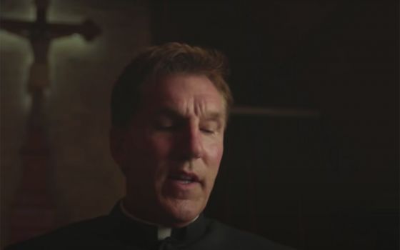 Fr. James Altman is seen in his YouTube video. In the clip he attacks Catholics who are Democrats. Bishop William Callahan removed him as pastor in early July. (CNS/YouTube screen grab)