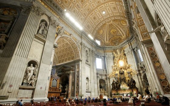 St. Peter's Basilica is pictured during the Mass of the Lord's Supper on Holy Thursday at the Vatican April 1, 2021. (CNS/Pool via Reuters/Remo Casilli)