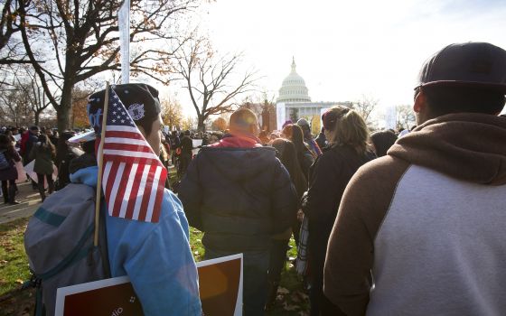 Supporters of comprehensive immigration reform gather near the U.S. Capitol in Washington Dec. 6, 2017. (CNS photo/Tyler Orsburn)