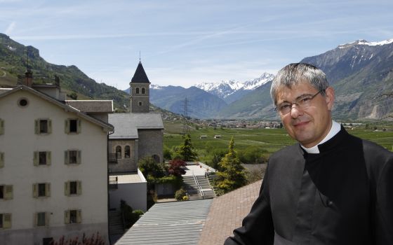Father Arnaud Sélégny of the Society of St. Pius X is pictured at the society's seminary in Econe, Switzerland, in this May 10, 2012, file photo. Father Sélégny, secretary general of the SSPX, said that getting vaccinated against COVID-19 may be a morally