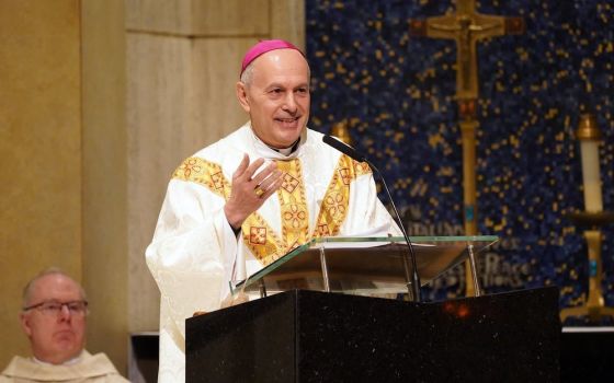 Archbishop Gabriele Caccia, the Vatican's permanent observer to the United Nations, delivers the homily during his welcome Mass at Holy Family Church in New York City Jan. 28, 2020. (CNS photo/Gregory A. Shemitz)
