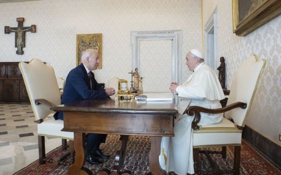 U.S. President Joe Biden meets with Pope Francis Oct. 29 at the Vatican. (CNS/Vatican Media)