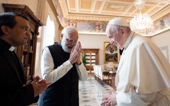  Pope Francis is pictured with Indian Prime Minister Narendra Modi during a meeting at the Vatican Oct. 30. (CNS/Vatican Media)