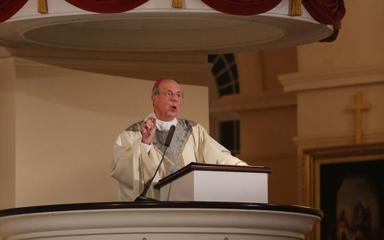Archbishop William Lori delivers the homily during Mass Nov. 15 at the Basilica of the National Shrine of the Assumption of the Blessed Virgin Mary in Baltimore during the fall general assembly of the U.S. Conference of Catholic Bishops. (CNS/Bob Roller)