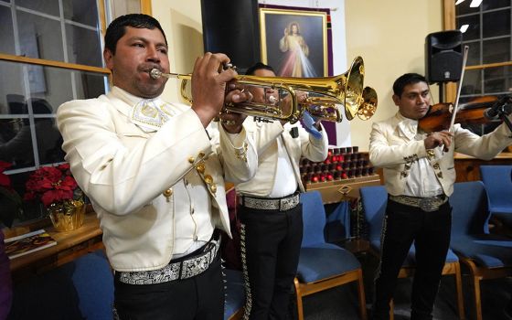 A mariachi band plays music during a Spanish-language Mass marking the feast of Our Lady of Guadalupe at Resurrection Church Dec. 12, 2021, in Farmingville, New York. (CNS/Gregory A. Shemitz)