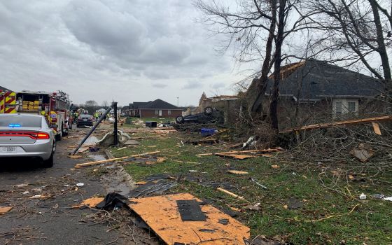 Damage is seen after a tornado hit Bowling Green, Ky., Dec. 11, 2021. (CNS photo/Lindsey Nance via Reuters)