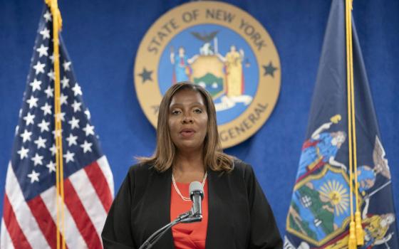 New York Attorney General Letitia James speaks during a news conference at her office in New York City 