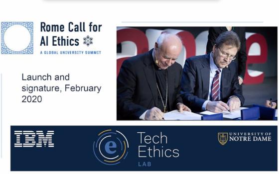This is a screen grab from the online event "Rome Call for AI Ethics: A Global University Summit," held at the University of Notre Dame in Indiana.)