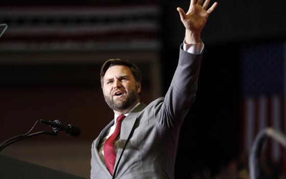 J.D. Vance, Republican candidate for U.S. Senator for Ohio, appears at a campaign rally in Youngstown, Ohio, Sept. 17. (AP/Tom E. Puskar)