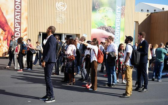 Participants of COP27 arrive at the convening in Sharm El Sheikh, Egypt, on Nov. 7.  (EarthBeat photo/Doreen Ajiambo)