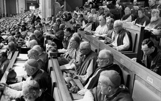 Bishops are pictured in a file photo during a Second Vatican Council session inside St. Peter's Basilica at the Vatican. (CNS file photo)