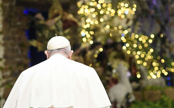 Pope Francis in the Paul VI hall at the Vatican Dec. 3, 2022 (CNS/Vatican Media)