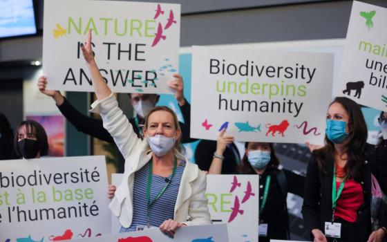 Members of World Wide Fund for Nature protest in Montreal Dec. 7, 2022, during COP15, the two-week U.N. Biodiversity Conference. (CNS/Reuters/Christinne Muschi)