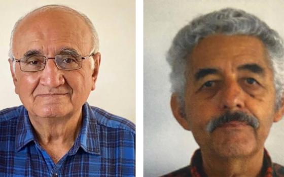 The headshots of two older brown men are shown side by side. One has a moustache, the other glasses