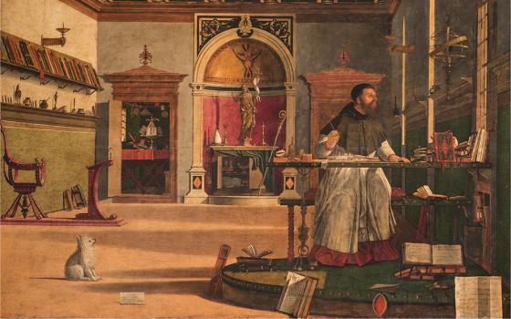 "St. Augustine in His Study" (shortly after 1502) by Vittore Carpaccio. Scuola Dalmata dei Santi Giorgio e Trifone, Venice. (Photo by Matteo De Fina)