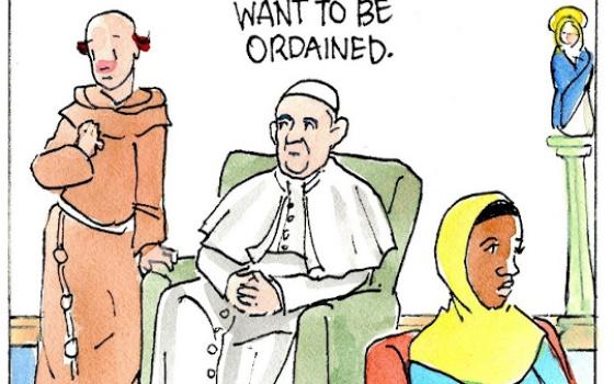 Francis, the comic strip: Brother Leo and Francis try to work out what women want.