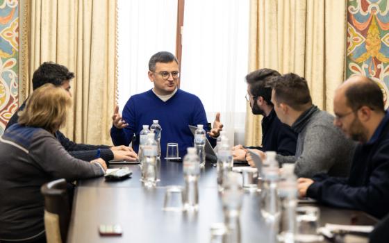 Ukraine's Minister of Foreign Affairs, Dmytro Kuleba, meets with Vatican journalists on Dec. 9 in Kyiv, Ukraine. (Photo courtesy of Marcin Mazur)