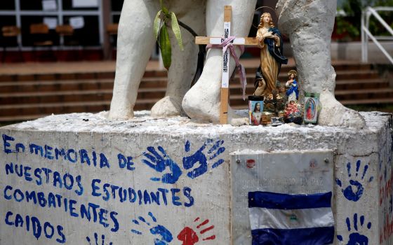 A monument to university students fallen in 2018 protests against Nicaraguan President Daniel Ortega's government is seen at the Polytechnic University of Nicaragua in Managua. (CNS photo/Oswaldo Rivas, Reuters)