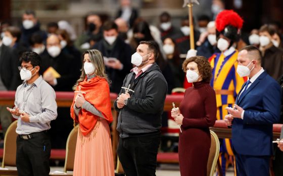 Catechists attend Pope Francis' celebration of Mass marking Sunday of the Word of God in St. Peter's Basilica at the Vatican Jan. 23, 2022. (CNS photo/Remo Casilli, Reuters)