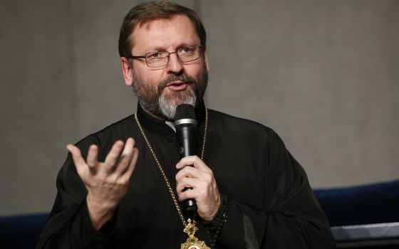 Archbishop Sviatoslav Shevchuk of Kyiv-Halych speaks to reporters at the Vatican in this Jan. 26, 2018, file photo. (CNS photo/Paul Haring)
