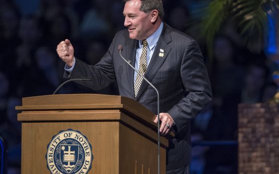 Joe Donnelly, a Catholic lawyer and former U.S. senator from Indiana, is pictured in a March 4, 2015, photo at the University of Notre Dame in South Bend, Ind. (CNS photo/Barbara Johnston, University of Notre Dame)