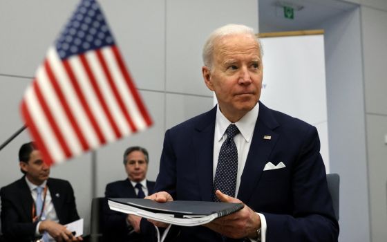 President Joe Biden attends the G7 summit in Brussels March 24, 2022. (CNS photo/Thomas Coex, Pool via Reuters)
